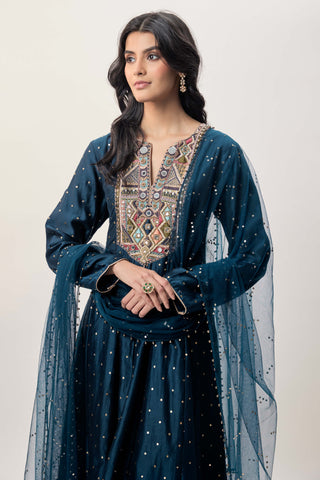 Zarrin navy blue anarkali set