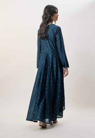 Zarrin navy blue anarkali set