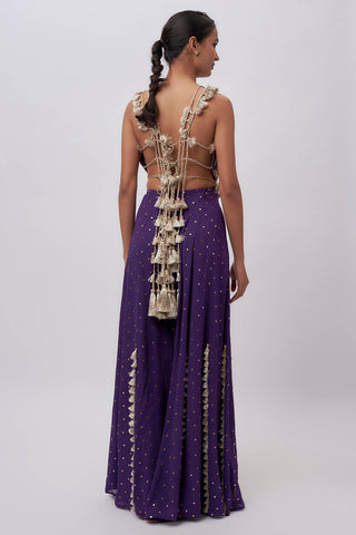 Purple georgette embroidered choli and sharara