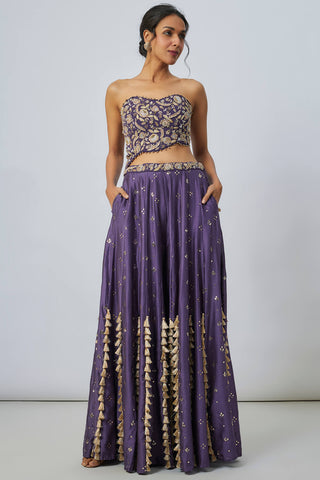 Purple embroidered choli and mukaish silkmul sharara