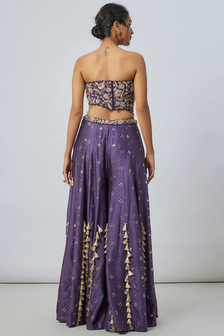 Purple embroidered choli and mukaish silkmul sharara