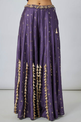 Purple embroidered choli and mukaish silkmul sharara