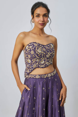 Purple embroidered choli and mukaish silkmul sharara