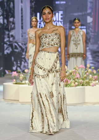 Nissa Off-White Embroidered Choli With Sharara by Payal Singhal available on Indiaspopup