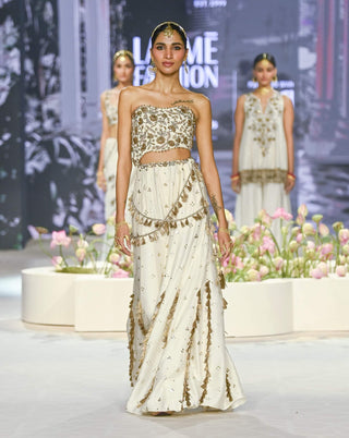 Nissa off-white embroidered choli with sharara