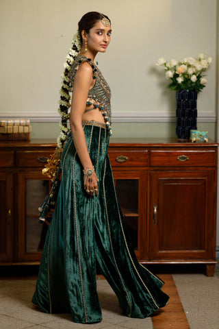 Benazir Emerald Green Choli And Sharara Pant by Payal Singhal available on Indiaspopup