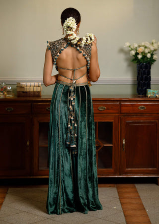 Benazir emerald green choli and sharara pant