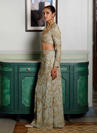 Soha mint embroidered choli and skirt