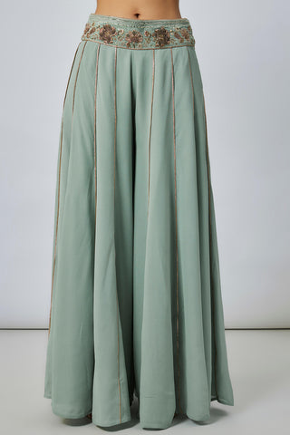 Seafoam embroidered choli and sharara