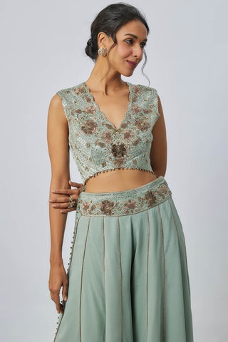 Seafoam embroidered choli and sharara