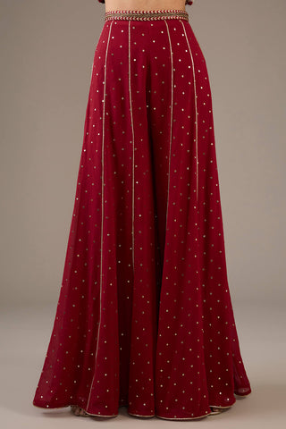 Maroon embroidered choli and sharara