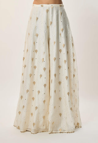 Fez off-white georgette choli and sharara