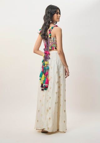 Fez off-white georgette choli and sharara