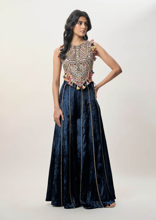 Yasmin navy blue choli and sharara