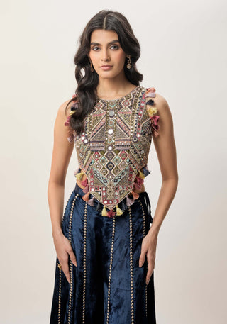 Yasmin navy blue choli and sharara