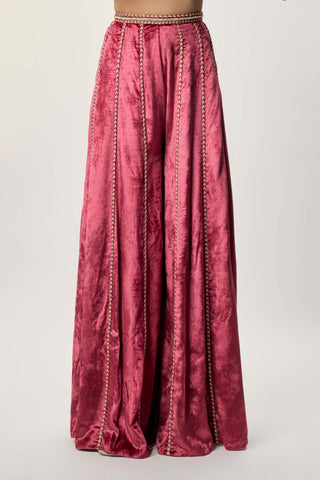 Yasmin cranberry choli and velvet sharara