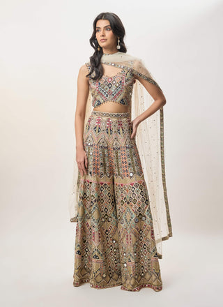 Fariha champagne sharara set