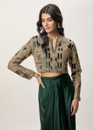 Sia emerald green choli and dhoti skirt