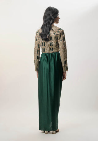 Sia emerald green choli and dhoti skirt