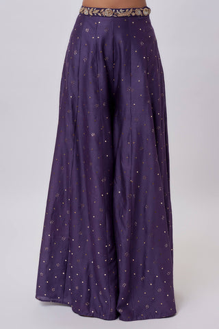 Purple embroidered choli, sharara and jacket