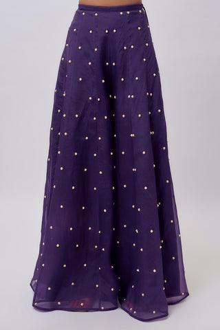 Purple organza blazer with bustier and sharara