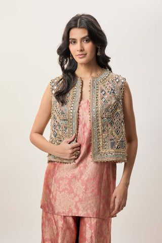 Iza stone waist coat and kurta set