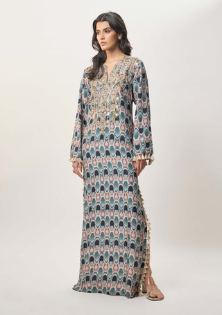 Mahsa indigo kasbah long kaftan