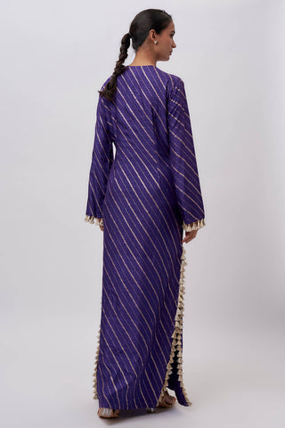 Purple dola silk embroidered kaftan