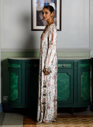 Mehuish Ochre Forest Embroidered Kaftan by Payal Singhal available on Indiaspopup