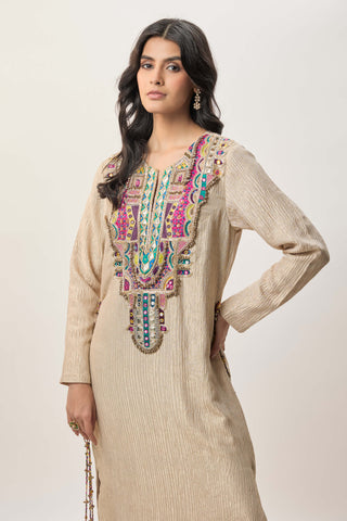 Nouriya gold crushed tissue long kaftan