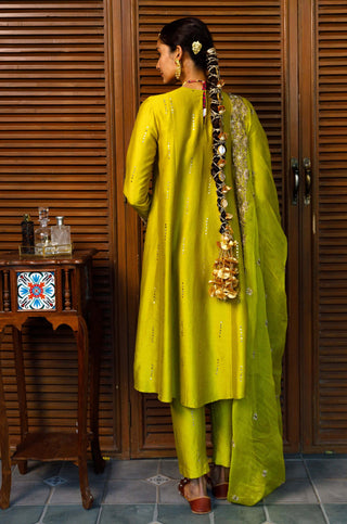 Ruksaan olive green kurta set