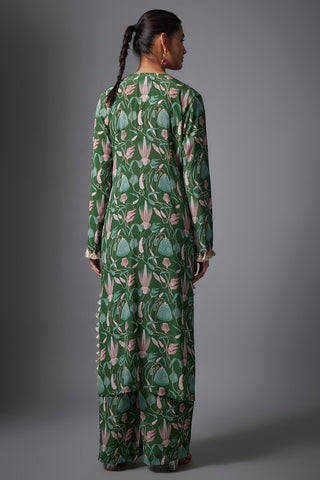 Green island escape print kurta and palazzo set