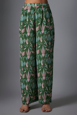 Green island escape print kurta and palazzo set