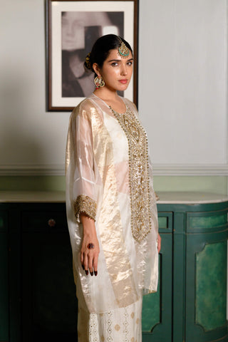 Parhez gold embroidered tunic and palazzo set