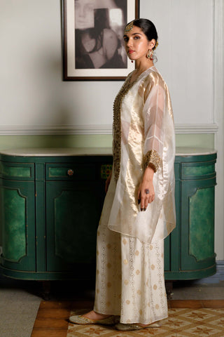 Parhez gold embroidered tunic and palazzo set