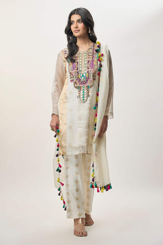 Shirin off-white kurta and palazzo set