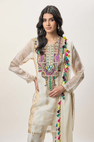Shirin off-white kurta and palazzo set