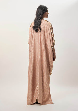 Sanaz coral embroidered kaftan with jogger