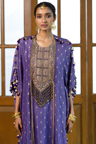 Razia purple embroidered kaftan and salwar