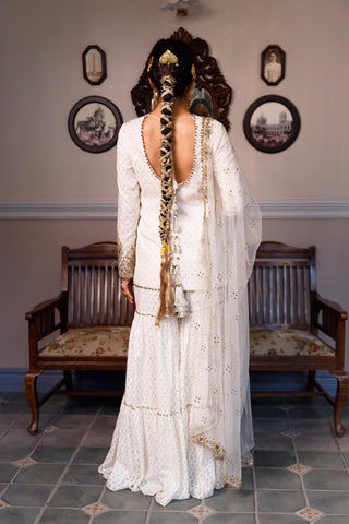 Shama off-white embroidered kurta and sharara set