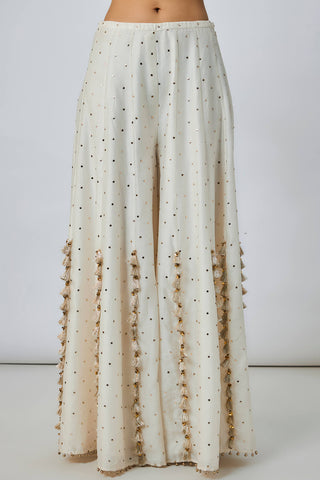Off-white embroidered kurta and sharara set