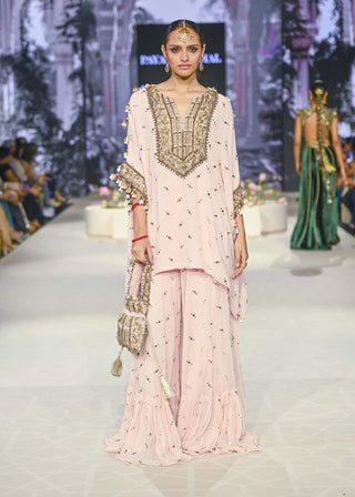 Shahnaaz blush pink kurta and frill sharara