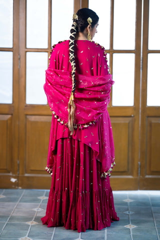 Magenta pink kaftan and sharara set