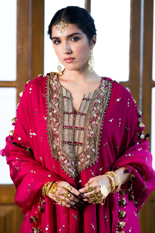 Magenta pink kaftan and sharara set