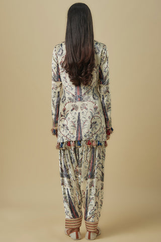 Blue forest whisper print kurta and salwar set