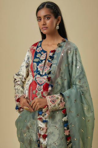 Blue forest whisper print kurta and salwar set