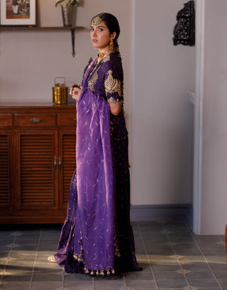 Fatima purple embroidered kurta and sharara set