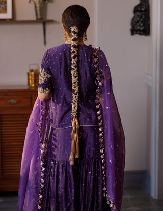 Fatima purple embroidered kurta and sharara set