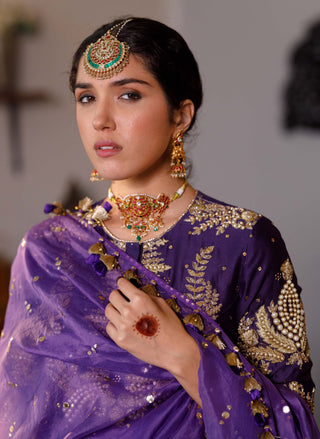 Fatima purple embroidered kurta and sharara set