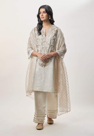 Rangrez silver gold stripe kurta set